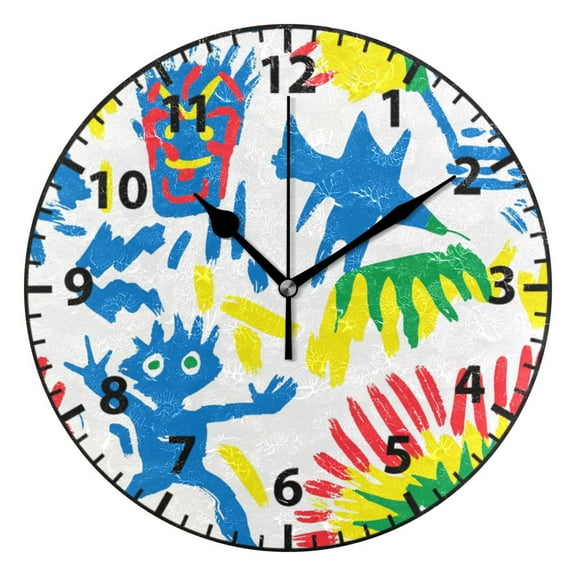 9.84in Colorful Minions PVC Canvas Wall and Table Clock with Canvas Texture, Black or Gold Hands