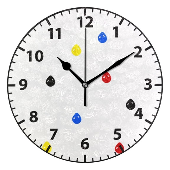 9.84in Colorful Water Droplets PVC Canvas Wall and Table Clock with Canvas Texture, Black or Gold Hands