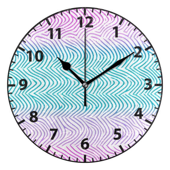 9.84in Colorful Wavy Line Pattern PVC Canvas Wall and Table Clock with Canvas Texture, Black or Gold Hands