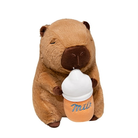 9.84in Cuddly Capybara Plush with Baby Bottle – Ultra-Soft Stuffed Animal, Machine Washable Gift for Kids