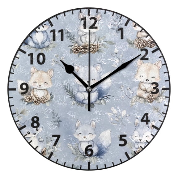 9.84in Cute Animal Pattern PVC Canvas Wall and Table Clock with Canvas Texture, Black or Gold Hands