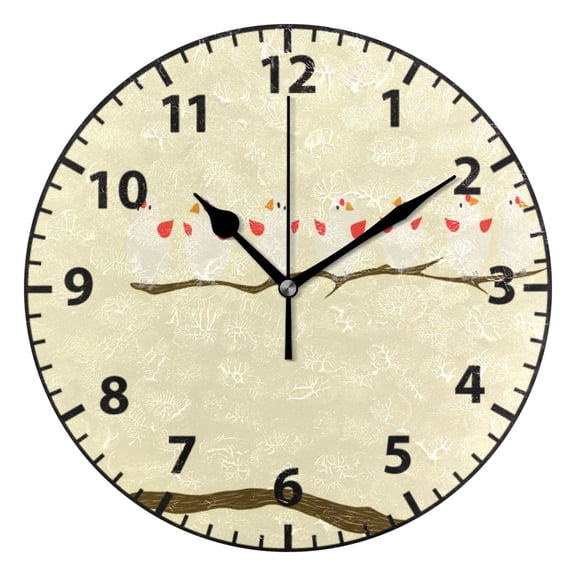 Cute Bird Family Wall Clock Modern Small Clock Gold Hands for Office, Home, Bedroom,School 9.84in