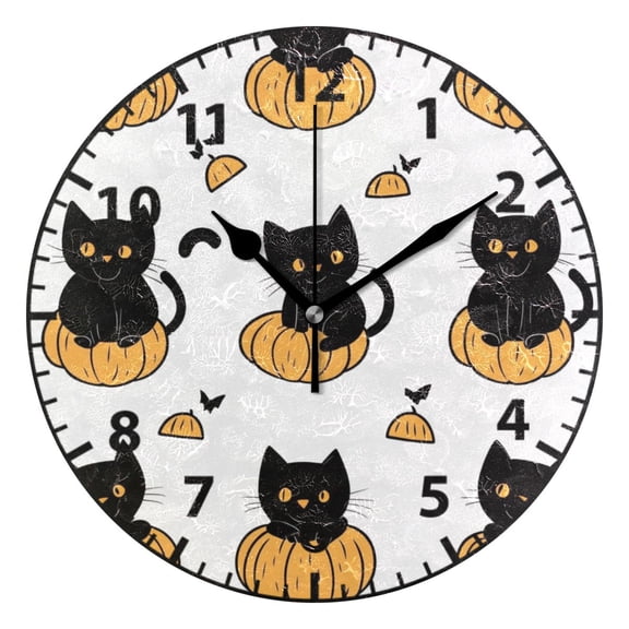 Cute Black Cat Wall Clock Modern Small Clock Black Hands for Office, Home, Bedroom,School 9.84in