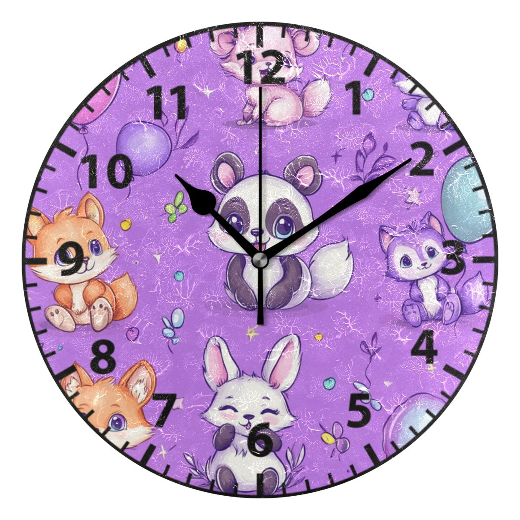 Hand Clock Panda Cute Stylized Pandas Pattern Wall Clock Modern Small Clock Black Hands ...