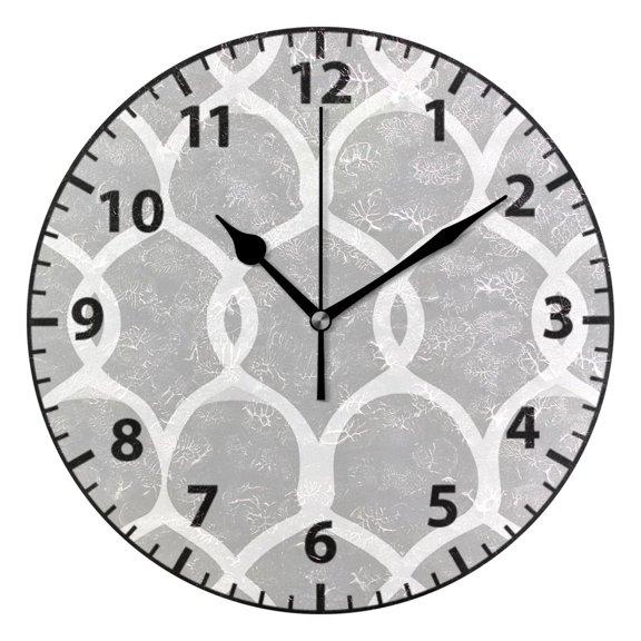 9.84in Elegant Gray Pattern PVC Canvas Wall and Table Clock with Canvas Texture, Black or Gold Hands