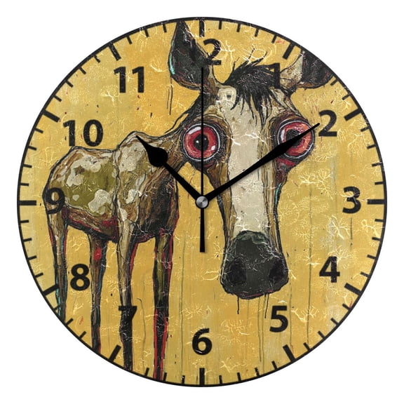 9.84in Exaggerated Horse Drawing PVC Canvas Wall and Table Clock with Canvas Texture, Black or Gold Hands