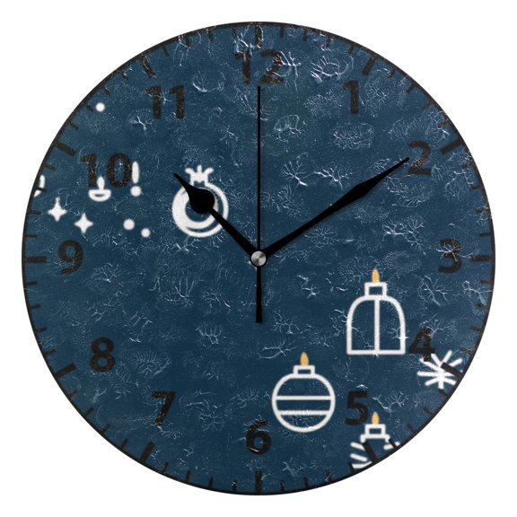 Festive Icons Wall Clock Modern Small Clock Black Hands for Office, Home, Bedroom,School 9.84in