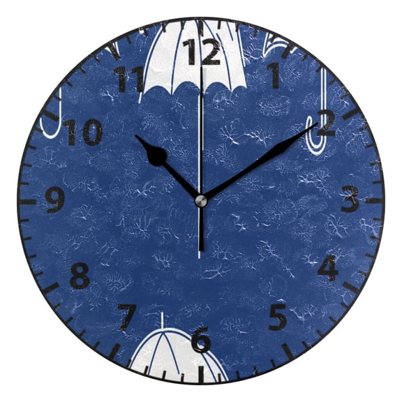 9.84in Floating Umbrella PVC Canvas Wall and Table Clock with Canvas Texture, Black or Gold Hands