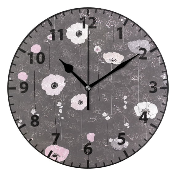 Floral Pattern Wall Clock Modern Small Clock Gold Hands for Office, Home, Bedroom,School 9.84in