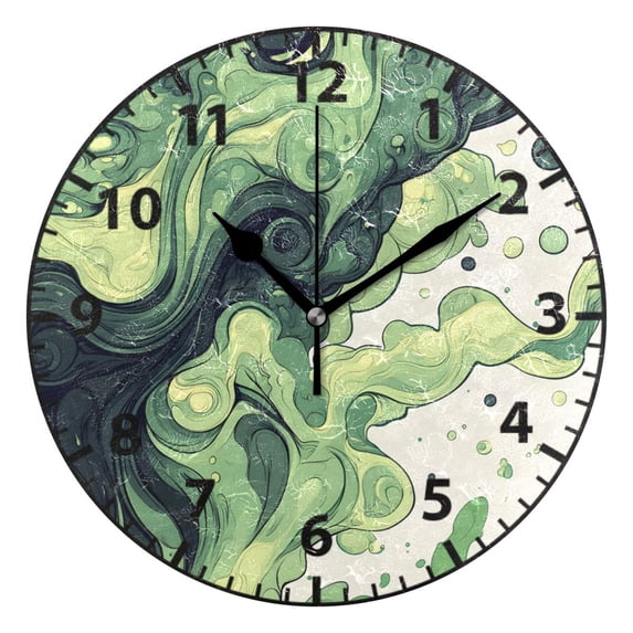 Flowing Green Wall Clock Modern Small Clock Black Hands for Office, Home, Bedroom,School 9.84in