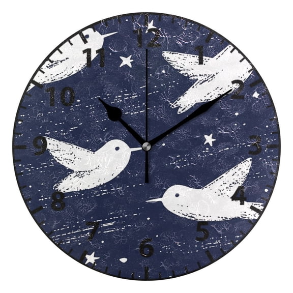 9.84in Flying Birds PVC Canvas Wall and Table Clock with Canvas Texture, Black or Gold Hands