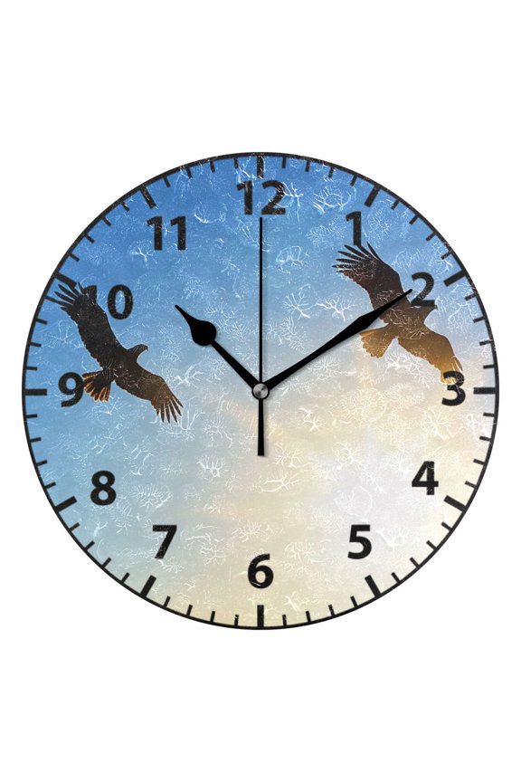 9.84in Flying Eagle PVC Canvas Wall and Table Clock with Canvas Texture, Black or Gold Hands