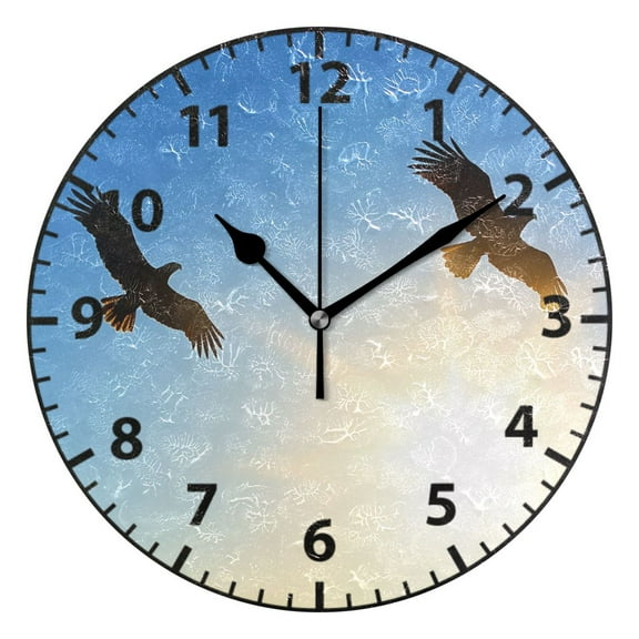 9.84in Flying Eagle PVC Canvas Wall and Table Clock with Canvas Texture, Black or Gold Hands