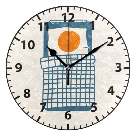 9.84in Fried Eggs PVC Canvas Wall and Table Clock with Canvas Texture, Black or Gold Hands