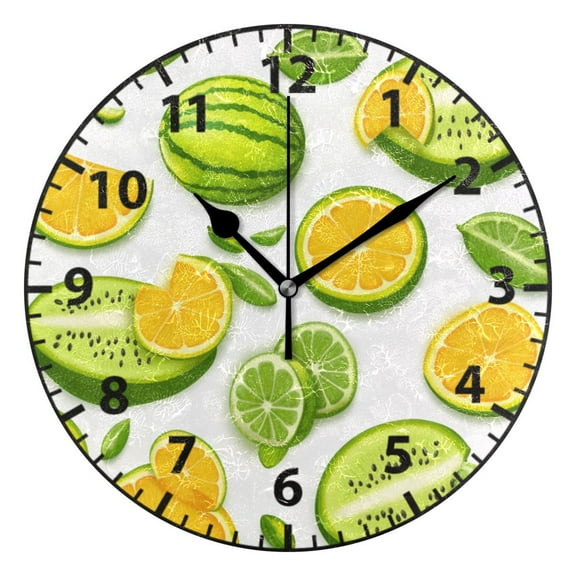 Fruity Fun Wall Clock Modern Small Clock Gold Hands for Office, Home, Bedroom,School 9.84in