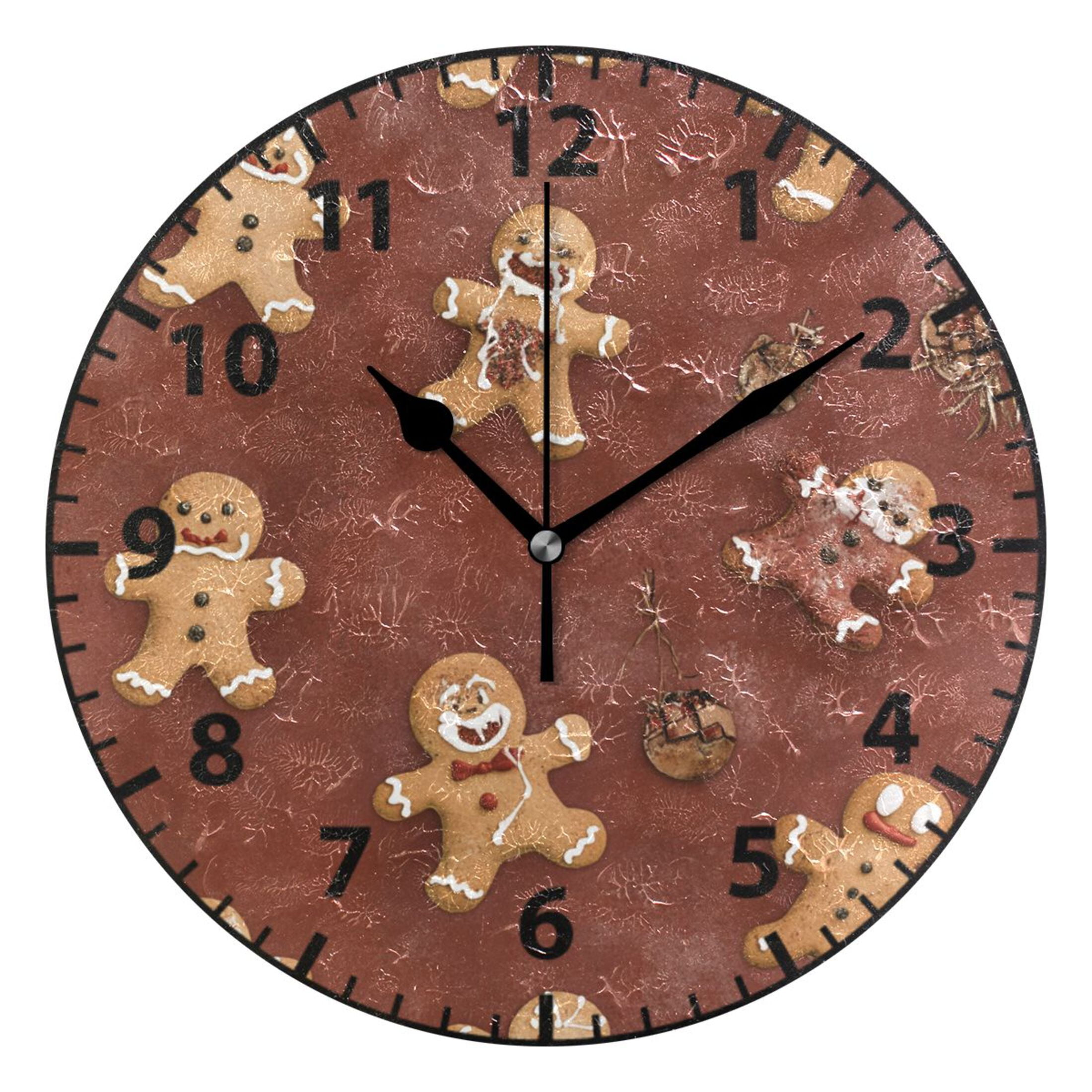 9.84in Gingerbread Man Repeat Pattern PVC Canvas Wall and Table Clock ...