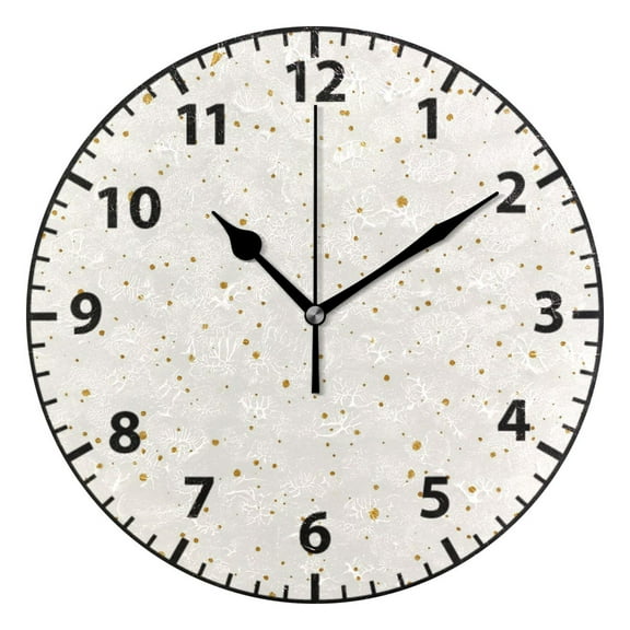 Gold Dots Pattern Wall Clock Modern Small Clock Black Hands for Office, Home, Bedroom,School 9.84in