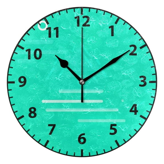 9.84in Green Abstract Geometric PVC Canvas Wall and Table Clock with Canvas Texture, Black or Gold Hands