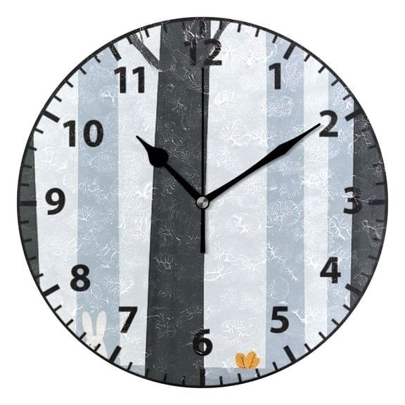 9.84in Hand Drawn Forest PVC Canvas Wall and Table Clock with Canvas Texture, Black or Gold Hands