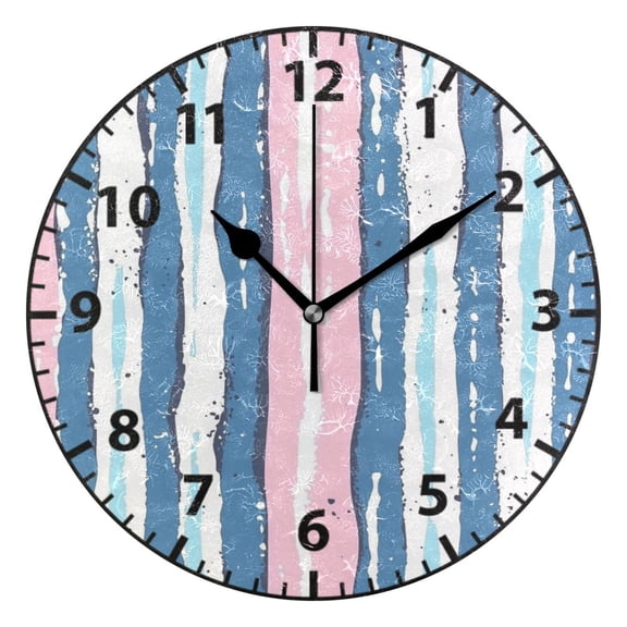 9.84in Hand Drawn Stripes Pattern PVC Canvas Wall and Table Clock with Canvas Texture, Black or Gold Hands