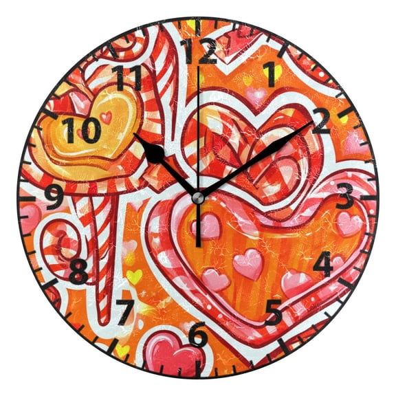 Heart Shaped Sweet Treats Wall Clock Modern Small Clock Gold Hands for Office, Home, Bedroom,School 9.84in