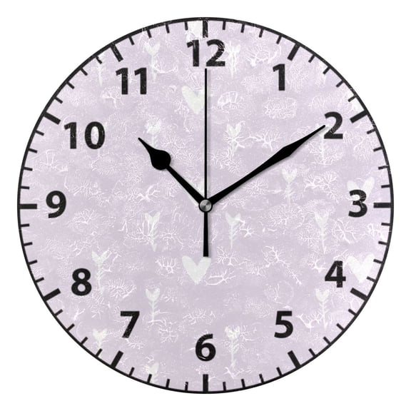 9.84in Hearts and Arrows Pattern PVC Canvas Wall and Table Clock with Canvas Texture, Black or Gold Hands