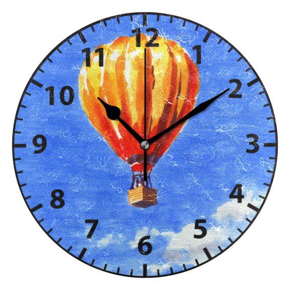 Hot Air Balloon Wall Clock Modern Small Clock Black Hands for Office, Home, Bedroom,School 9.84in