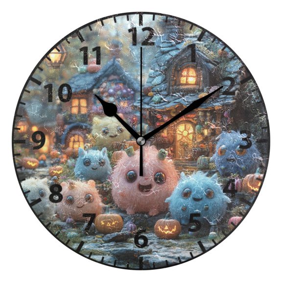 9.84in Imp Party PVC Canvas Wall and Table Clock with Canvas Texture, Black or Gold Hands