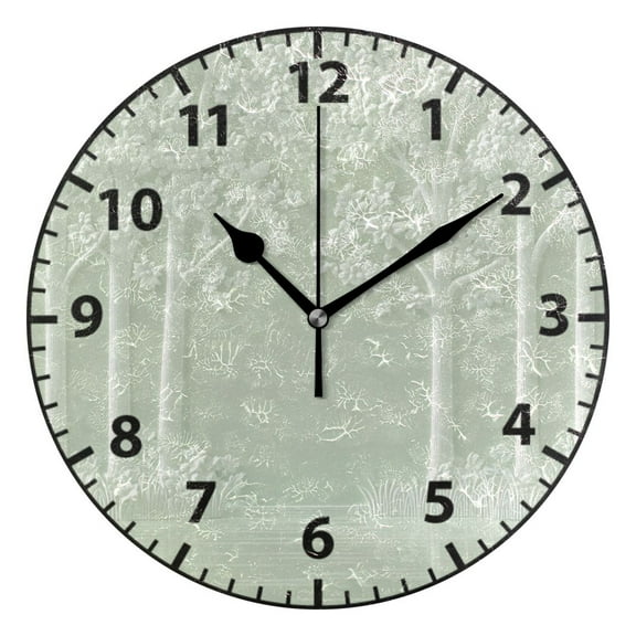 9.84in Ink Drawing River and Forest PVC Canvas Wall and Table Clock with Canvas Texture, Black or Gold Hands