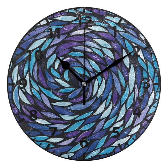9.84in Intricate Spirals PVC Canvas Wall and Table Clock with Canvas Texture, Black or Gold Hands