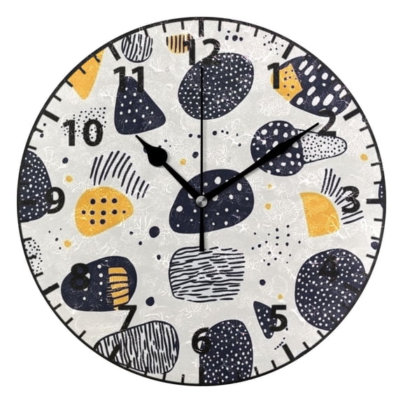 9.84in Irregular Dots Design PVC Canvas Wall and Table Clock with Canvas Texture, Black or Gold Hands