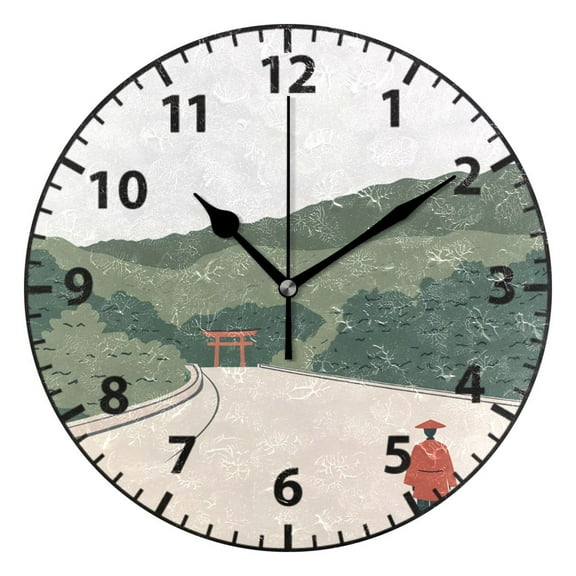 Japanese Samurai Wall Clock Modern Small Clock Gold Hands for Office, Home, Bedroom,School 9.84in