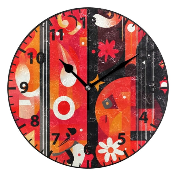 9.84in Jazz and Rhythm PVC Canvas Wall and Table Clock with Canvas Texture, Black or Gold Hands