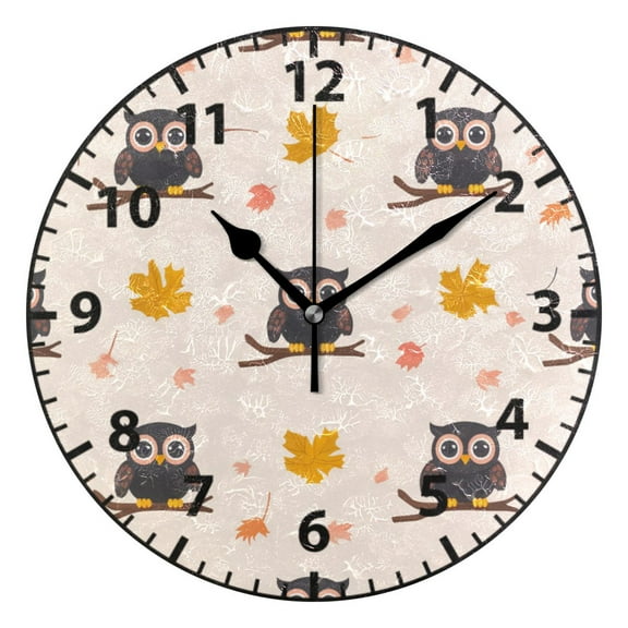 Little Owl Wall Clock Modern Small Clock Black Hands for Office, Home, Bedroom,School 9.84in