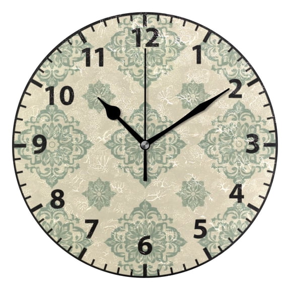 9.84in Medieval Retro Pattern PVC Canvas Wall and Table Clock with Canvas Texture, Black or Gold Hands