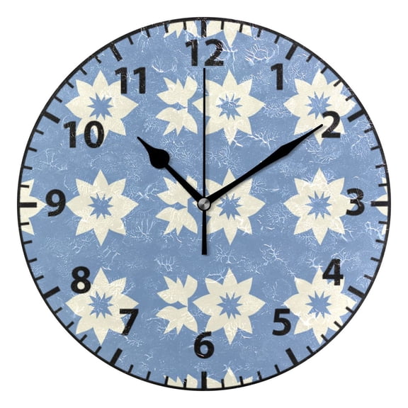 9.84in Minimalist Floral Pattern PVC Canvas Wall and Table Clock with Canvas Texture, Black or Gold Hands