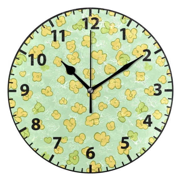 Minimalist Flower Pattern Wall Clock Modern Small Clock Black Hands for Office, Home, Bedroom,School 9.84in