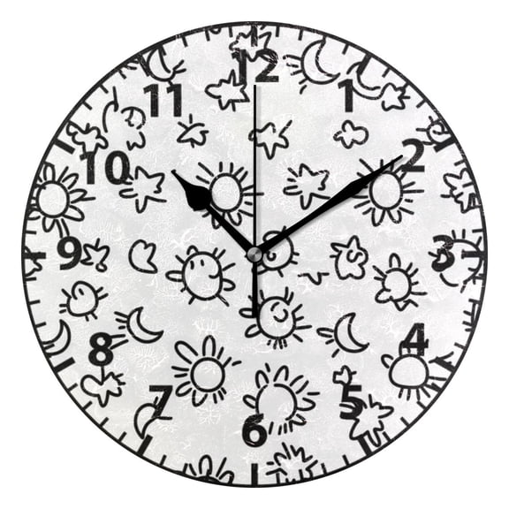 9.84in Minimalist Graffiti PVC Canvas Wall and Table Clock with Canvas Texture, Black or Gold Hands