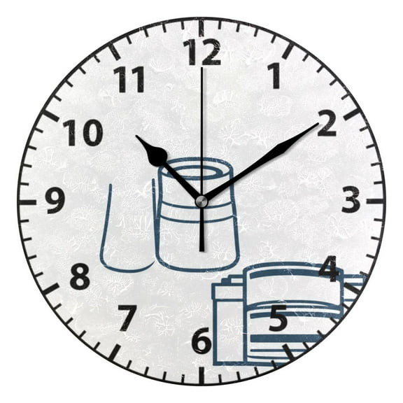 Minimalist Kitchen Utensils Wall Clock Modern Small Clock Black Hands for Office, Home, Bedroom,School 9.84in