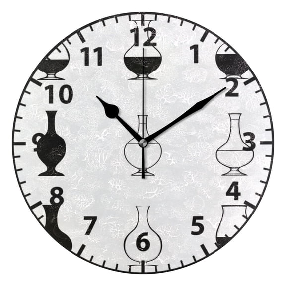 Minimalist Vase Icon Wall Clock Modern Small Clock Black Hands for Office, Home, Bedroom,School 9.84in