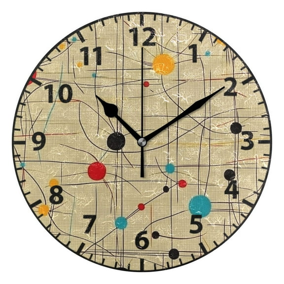 9.84in Modern Shapes PVC Canvas Wall and Table Clock with Canvas Texture, Black or Gold Hands