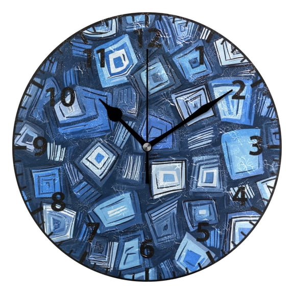 9.84in Modern Square Pattern PVC Canvas Wall and Table Clock with Canvas Texture, Black or Gold Hands