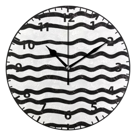 9.84in Modern Wavy Pattern PVC Canvas Wall and Table Clock with Canvas Texture, Black or Gold Hands