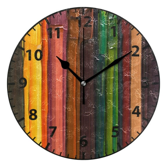 Paint Stripes Wall Clock Modern Small Clock Gold Hands for Office, Home, Bedroom,School 9.84in