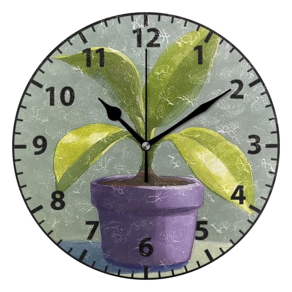 Painting Pot Wall Clock Modern Small Clock Black Hands for Office, Home, Bedroom,School 9.84in