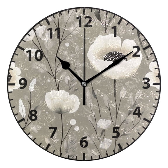Pastel Floral Pattern Wall Clock Modern Small Clock Black Hands for Office, Home, Bedroom,School 9.84in