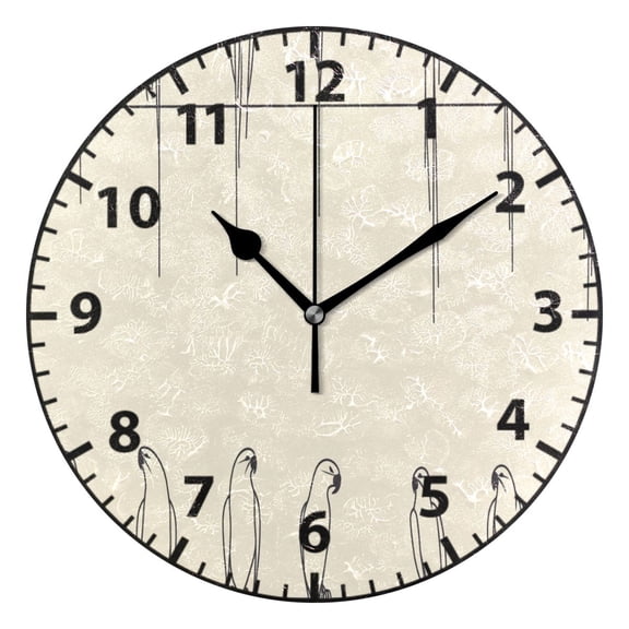 9.84in Perched Birds PVC Canvas Wall and Table Clock with Canvas Texture, Black or Gold Hands