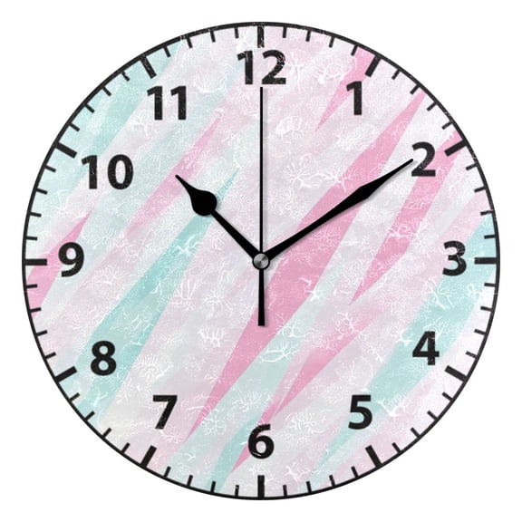 Pink Art Pattern Wall Clock Modern Small Clock Black Hands for Office, Home, Bedroom,School 9.84in