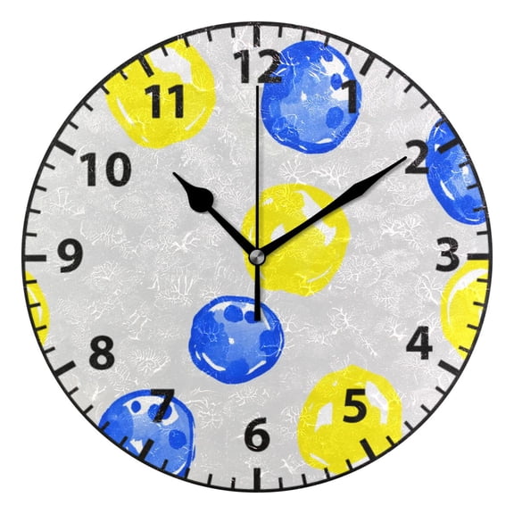 9.84in Polka Dots Pattern PVC Canvas Wall and Table Clock with Canvas Texture, Black or Gold Hands