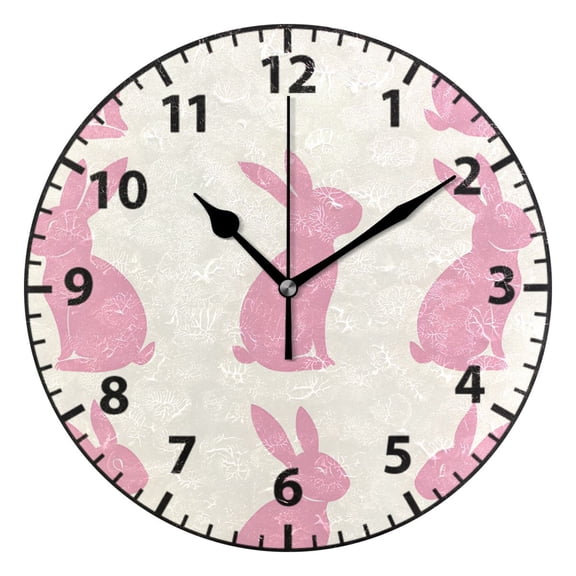 9.84in Rabbit Pattern Design PVC Canvas Wall and Table Clock with Canvas Texture, Black or Gold Hands
